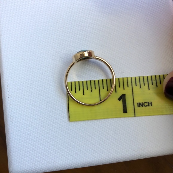 14k Yellow Gold Turquoise Cabochon Ring - Size 7 - Picture 5 of 6